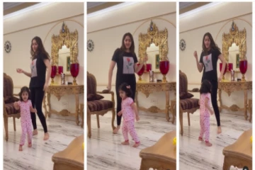 சாயிஷாவுடன் க்யூட்டா டான்ஸ் ஆடுன மகள்: வைரலாகும் வீடியோ