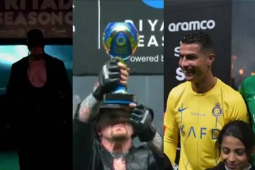 ரியாத்தில் மாஸாக என்ட்ரி கொடுத்த WWE ஸ்டார் Undertaker! அடக்கமுடியாமல் சிரித்த ரொனால்டோ (வைரல் வீடியோ)