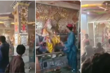 பாகிஸ்தானில் இந்து கோவில் மீது சரமாரி தாக்குதல் - வைரலாகும் வீடியோ