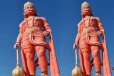 இலங்கையை பார்த்தபடி பிரமாண்ட 108 அடி ஆஞ்சநேயர் சிலை