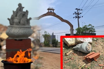 அணையா விளக்கு தூபியை சிதைத்த விசமிகள்; புனரமைக்கும் பணிகள் ஆரம்பம்