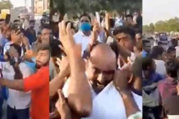 போக்குவரத்து காவலருக்கு தர்ம அடி கொடுத்த பொதுமக்கள்: வீடியோ வைரல்