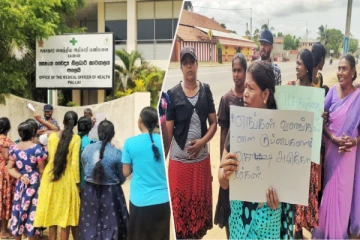 கிளிநொச்சியில் குப்பை கொட்டுவதற்கு எதிர்ப்பு தெரிவித்து போராட்டம்