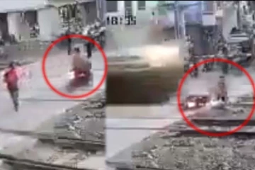 மின்னல் வேகத்தில் வந்த ரயில்! நபர் உயிர் பிழைத்த தி்க் திக் நிமிடம்