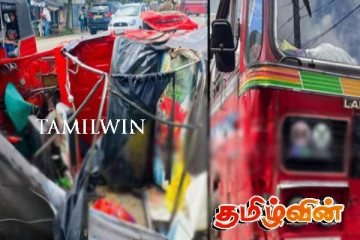 பேருந்தொன்றும் முச்சக்கரவண்டியும் நேருக்கு நேர் மோதி விபத்து: யுவதி காயம்