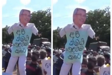 ஜனாதிபதி உருவப் பொம்மை மீது  கோபத்தை காட்டிய   விவசாயிகள்!