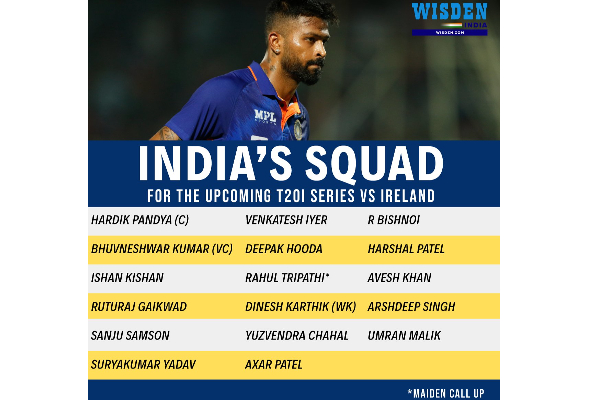 இந்திய அணியின் அடுத்த பயணம்; இடம்பிடித்த சஞ்சு மற்றும் ராகுல் திரிபாதி - கேப்டனாக ஹர்திக் பாண்டியா தேர்வு! | Ireland Series Announced Hardik Pandya To Lead