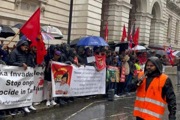 தியாக தீபம் திலீபனின் ஊர்தி மீதான தாக்குலுக்கு எதிராக லண்டனில் போராட்டம்(படங்கள்)