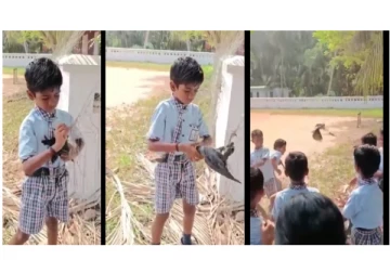 Viral Video : வலையில் சிக்கிய காக்கையை மீட்டு வானத்தில் பறக்க விட்ட மாணவன்...!