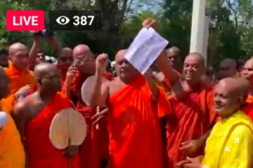 භික්ෂූන් වහන්සේලා පිරිසක් පාර්ලිමේන්තුව වටලන්න යයි.(VIDEO)