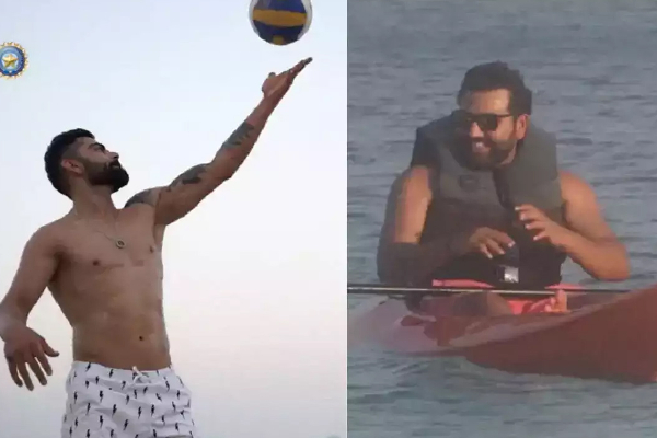 துபாய் கடற்கரையில் ஆட்டம் போடும் கோலி, ரோஹித் சர்மா | Virat Rohit Plays In Dubai
