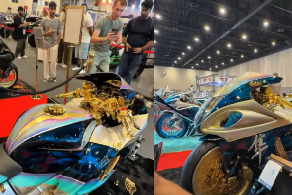 தங்கம் விற்கிற விலையில் தங்கத்தில் செய்த மோட்டார் சைக்கள்; வாய்பிளக்கும் நெட்டிசன்கள்! | Motorcycle Made Of Gold Dubai Viral Netizens