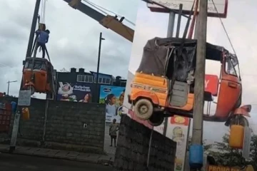 வாகன உதிரிபாகங்களை திருடிய சந்தேகநபரை மின் கம்பத்தில் கட்டித்தொங்கவிட்ட மக்கள் (VIDEO)