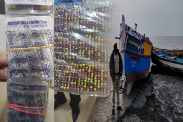 இலங்கைக்கு கடத்த முயன்ற ஒரு லட்சம் வலி நிவாரணி மாத்திரைகள் பறிமுதல்:சந்தேக நபர்கள் தப்பியோட்டம்(படங்கள்)