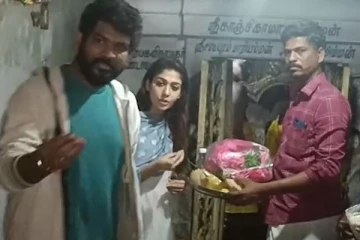 நயன்தாராவை சாமி கும்பிடக்கூட விட மாட்டீங்களா!! பத்திரிக்கையாளர்களால் கடுப்பாகி கும்பிட்ட விக்னேஷ் சிவன்