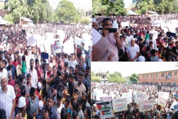 பலஸ்தீன இன அழிப்பை நிறுத்தக் கோரி கிண்ணியா மக்கள் போராட்டம்(படங்கள்)