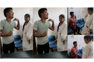 மருத்துவமனையில் இளைஞர்களை வெளுத்து வாங்கிய நர்ஸ்...! - வைரலாகும் அதிர்ச்சி வீடியோ..!