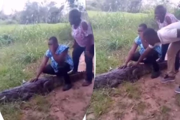 முதலையுடன் புகைப்படம் எடுத்த குடும்பம்... நூலிழையில் உயிர்தப்பிய பகீர் காட்சி