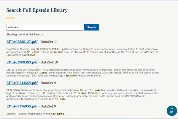 ආන්දෝලනාත්මක එප්ස්ටයින් ලිපිගොනුවල ලංකාව ගැනත් විස්තර - භයානක තොරතුරු එළියට  | Epstein Files Reveal Global Elite Connections