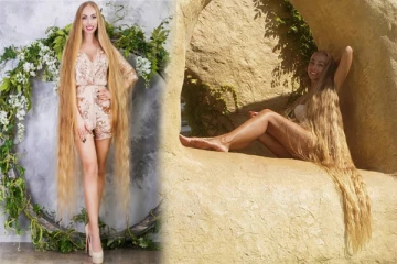 முழங்கால் வரை அல்ல, குதிகால் வரை வளர்ந்த முடியுடன் வலம் வரும் அழகிய இளம்பெண்