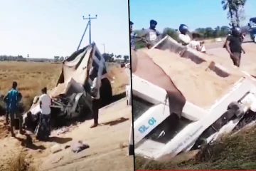 கொழும்பு நோக்கி சென்ற டிப்பர் வாகனம் தலைகீழாக கவிழ்ந்து விபத்து(Video)