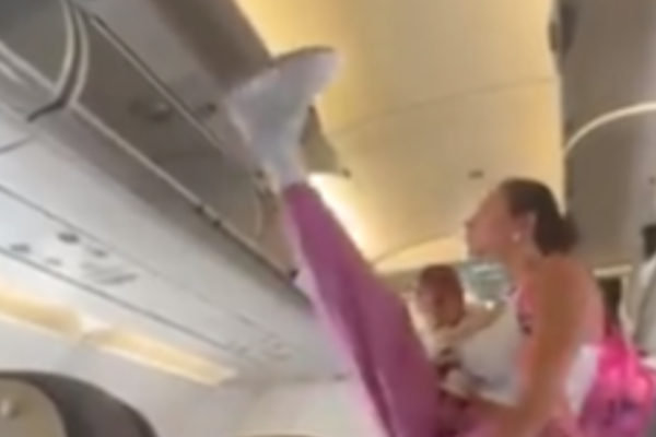 ஒண்டர்வுமன் தங்கச்சி போல : கையில் குழந்தை. காலால் விமான கேபினின் கதவை மூடிய பெண் - தமிழ்நாடு