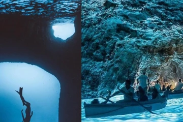 நீல நிறத்தில் ஒளிரும் கடல் குகை ; இந்த விசித்திர இடம் எங்கே இருக்கிறது தெரியுமா?