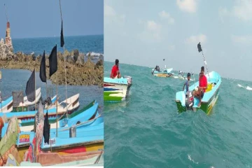 இந்திய எல்லை அத்துமீறல்கள்! கடலில் போராட்டத்தில் குதித்த யாழ் மக்கள்