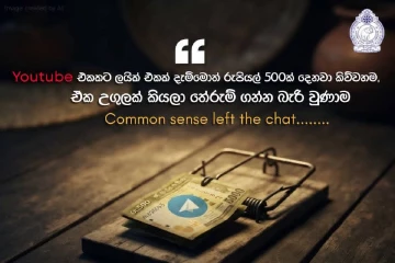 YouTube වීඩියෝ Like කරලා සල්ලි හොයන්න ගිහින් අමාරුවේ වැටෙන්න එපා- පොලීසියෙන් හදිසි අනතුරු ඇඟවීමක්