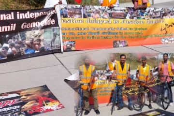 தமிழின அழிப்புக்கு நீதிகோரி புறப்பட்ட அறவழிப்பயணம் - ஐ. நா முன்றலில் முடிவு