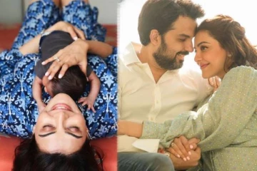 கணவருடன் தனது மகன் புகைப்படத்தை முதன்முறையாக வெளியிட்ட நடிகை காஜல் அகர்வால்- செம வைரல்