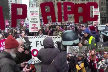 பாலஸ்தீன மக்களை வாழவிடுங்கள்; அமெரிக்க வாழ் யூதர்கள் போராட்டம்