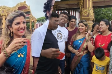 யாழ்ப்பாணம் வருகை தந்துள்ள நடிகை ரம்பா! நல்லூரில் வழிபாடு (படங்கள்)