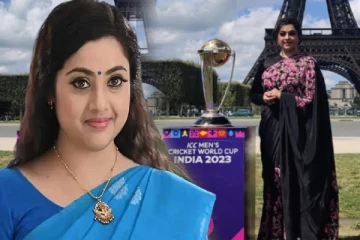 உலகக் கிண்ண கிரிக்கெட் வெற்றிக்கிண்ணத்தை அறிமுகம் செய்த தமிழ் நடிகை!