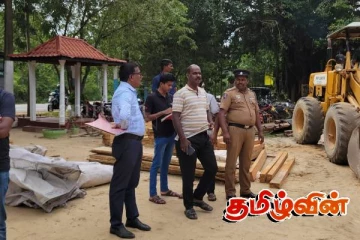 சுண்ணக்கல்லுடன் கைப்பற்றப்பட்ட கனரக வாகனத்தை சோதனையிட்ட பொலிஸார்