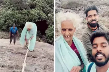 62 வயதிலும் மலையேறி பார்வையாளர்களை அலறவிட்ட பாட்டி - வைரல் வீடியோ