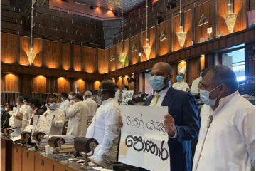 இலங்கை அரசாங்கத்திற்கு எதிராக நாடாளுமன்றில் போராட்டம்