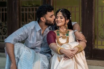 நடிகை மேகா ஆகாஷ்க்கு முத்தமழை பொழிந்த கணசர்.. ஒரே ரொமான்ஸ் தான்