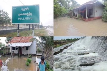 முல்லைத்தீவில் கொட்டித்தீர்க்கும் மழை: இடைத்தங்கல் முகாமில் தங்கியுள்ள மக்கள்(படங்கள்)