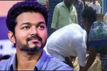 வாக்காளர்கள் வீடுதோறும் சென்று  காலிகளில்  விழுந்த விஜய் மக்கள் இயக்கம் நிர்வாகி!