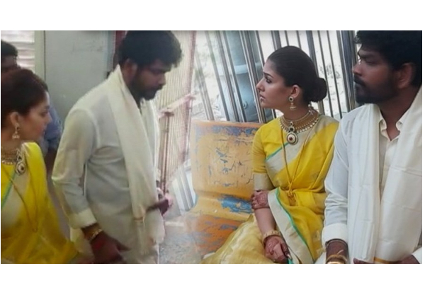 மஞ்சள் தாலியோடு திருப்பதி ஏழுமலையான் கோயிலில் நயன்தாரா - விக்னேஷ் சிவன் சாமி தரிசனம் - வைரலாகும் வீடியோ - தமிழ்நாடு