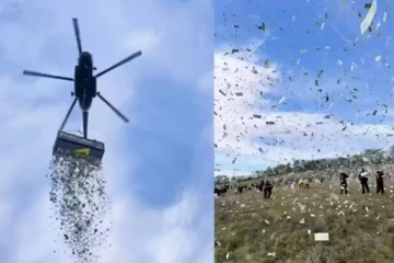 ஒரு மில்லியன் அமெரிக்க டாலரை ஹெலிகாப்டர் மூலம் வீசிய நபர்