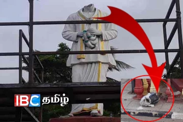 மன்னார் நகரில் தந்தை செல்வாவின் தலையை வீழ்த்திய விஷமிகள்