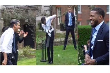 இங்கிலாந்து அணி வீரர்களுடன் கிரிக்கெட் விளையாடிய மகிழ்ந்த பிரிட்டன் பிரதமர்- வைரலாகும் வீடியோ!