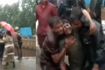 சென்னையில் பரபரப்பு - பள்ளத்தில் சிக்கிய தொழிலாளர்கள்