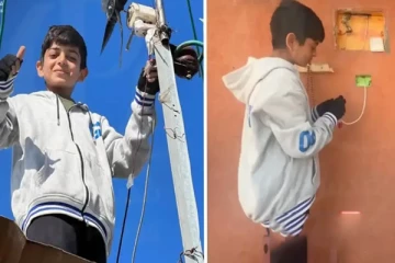 காசாவில் மின்சாரம் உருவாக்கி ஒளிரவைத்த சிறுவன்