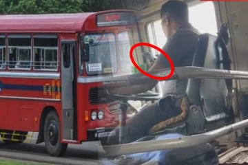 தொலைபேசியை பார்த்துக்கொண்டு அரச பேருந்தை ஓட்டிச் சென்ற சாரதி (காணொளி)