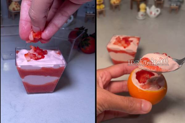 strawberry mousse : குக் வித் கோமாளி ஷபானாவின் பாணியில் ஸ்ட்ராபெரி மூஸ்! | Italian Strawberry Mousse Recipe In Tamil