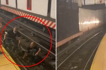 ரயில் வந்துகொண்டிருக்கும்போது சக்கர நாற்காலியுடன் ரயில் தண்டவாளத்தில் விழுந்த நபரால் பரபரப்பு