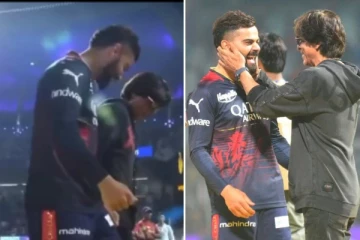 விராட் கோலியை பார்த்ததும் ஓடி வந்து கட்டியணைத்து குத்தாட்டம் போட்ட ஷாருக்கான்!